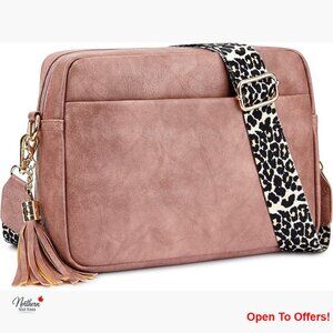 PU Leather Crossbody Bag with Adjustable Guitar Strap